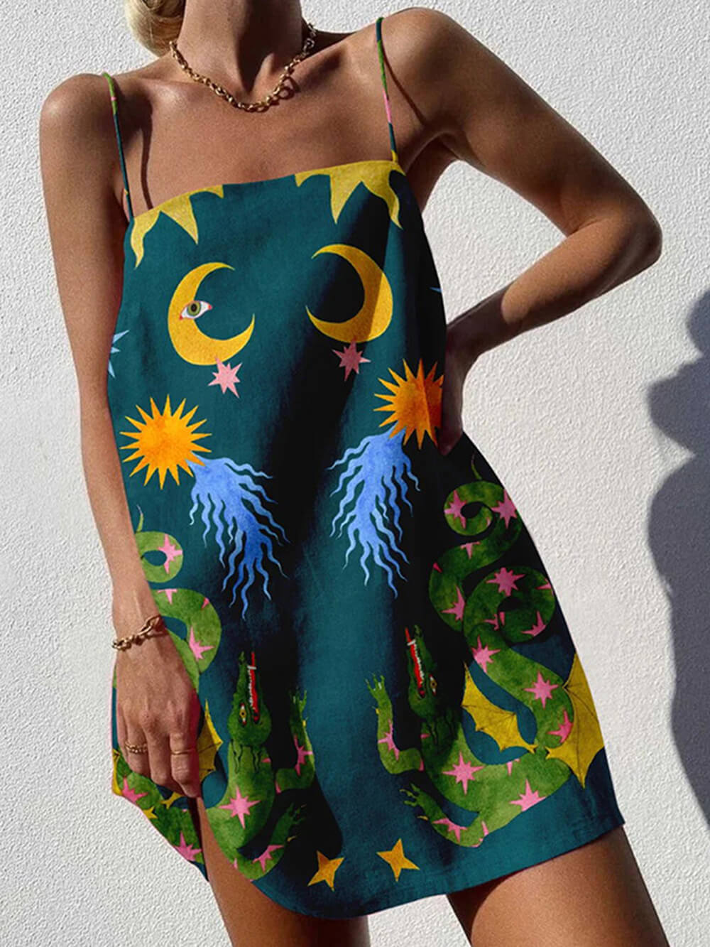 Robe mini à chaîne imprimée abstraite chic