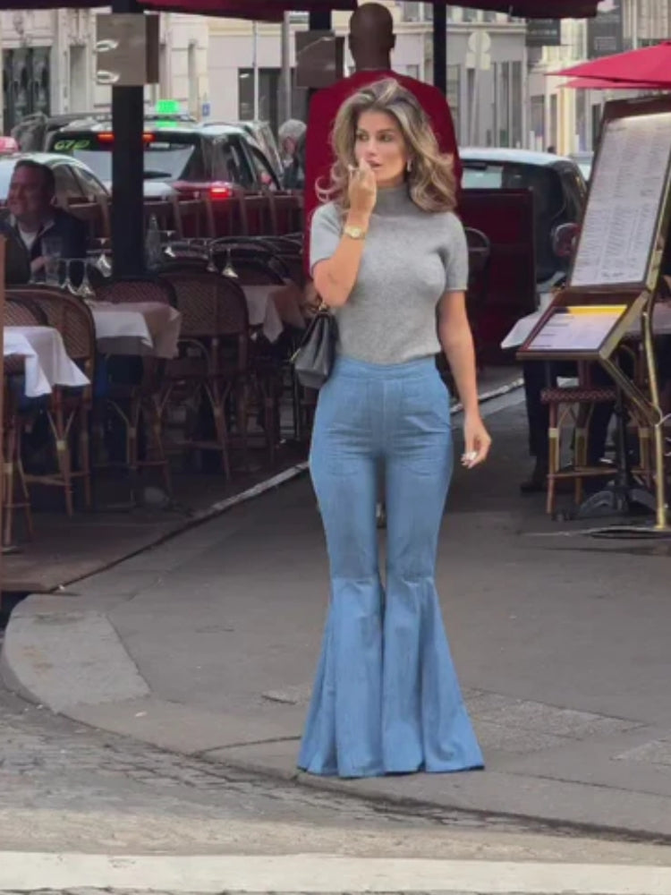 Jean rétro évasé taille haute 