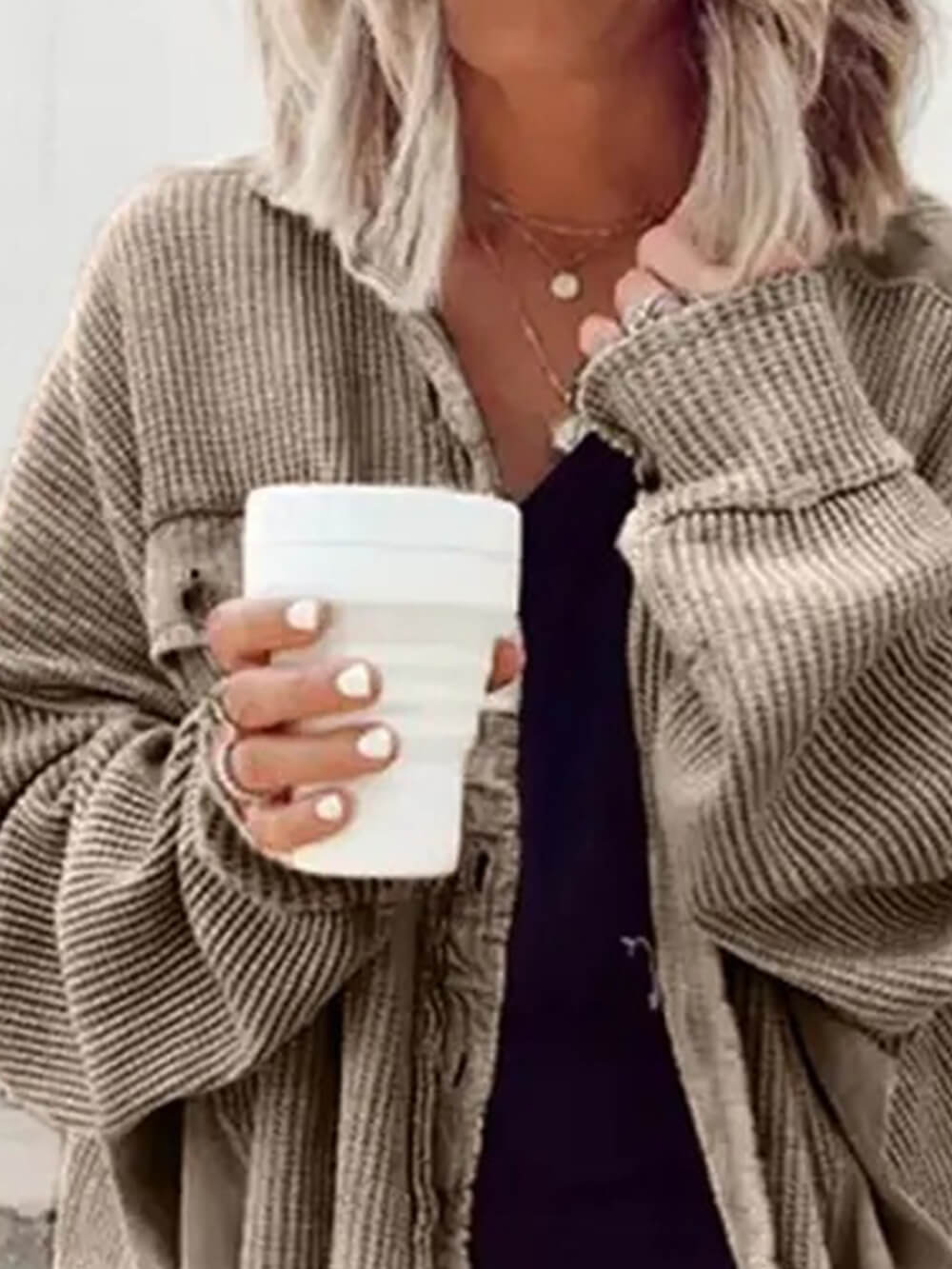 Veste boutonnée en velours côtelé sur le haut