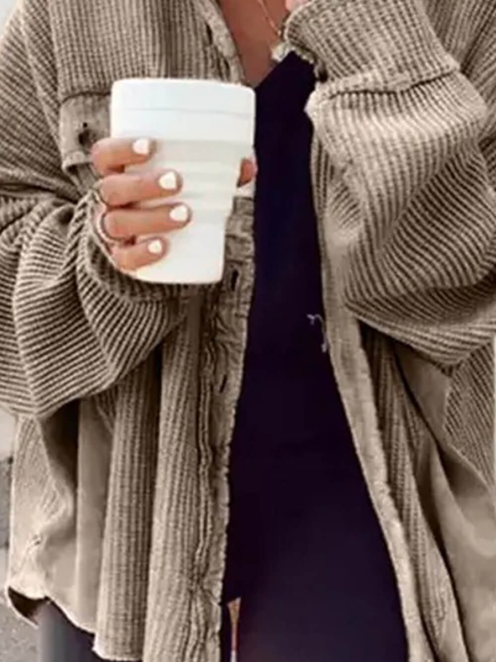 Veste boutonnée en velours côtelé sur le haut