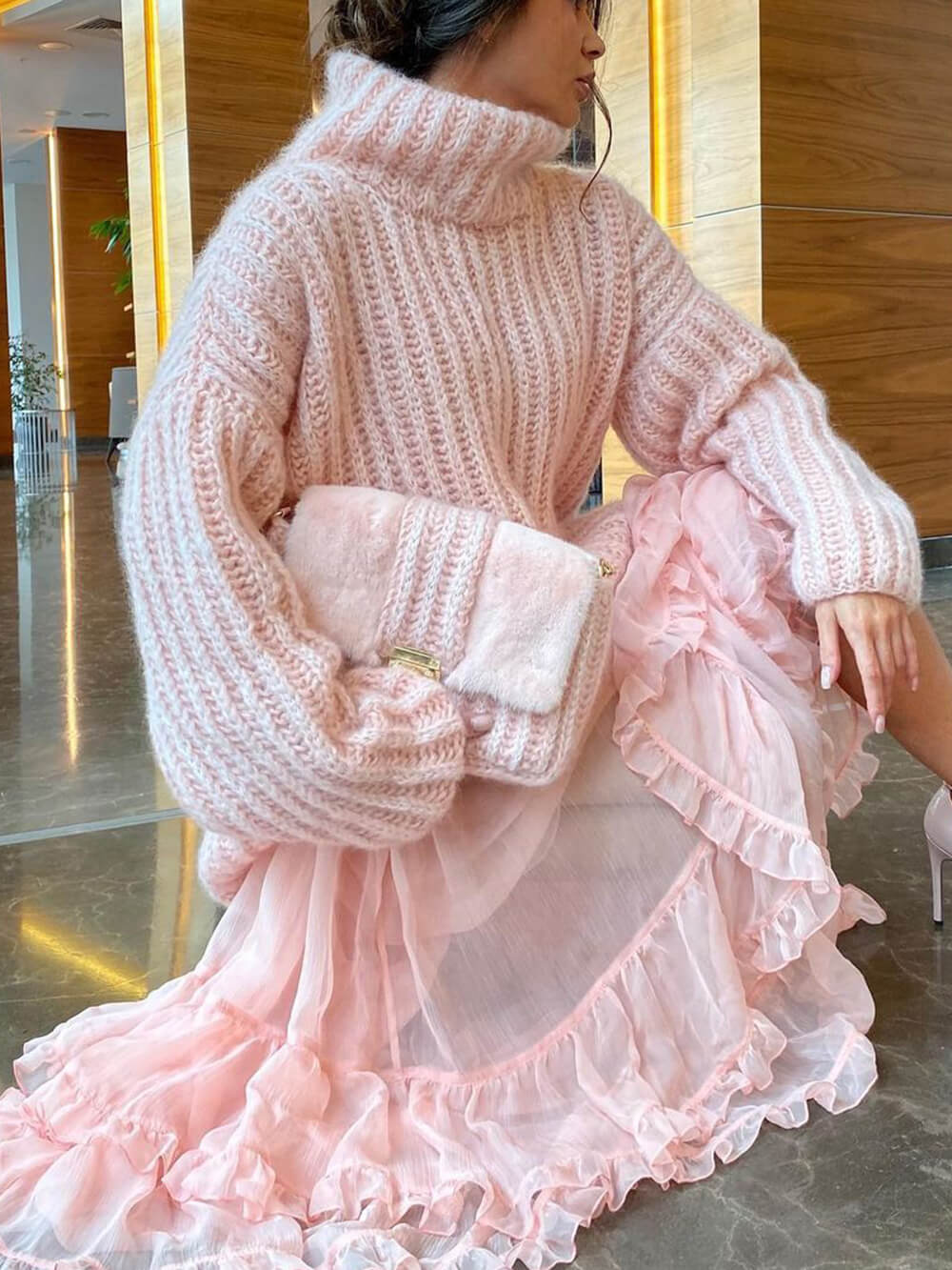 Pull à manches longues uni 