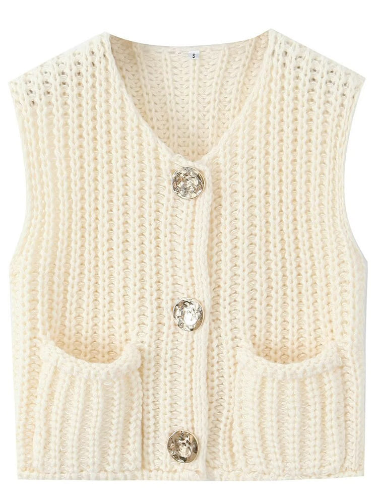 Gilet sans manches court en maille