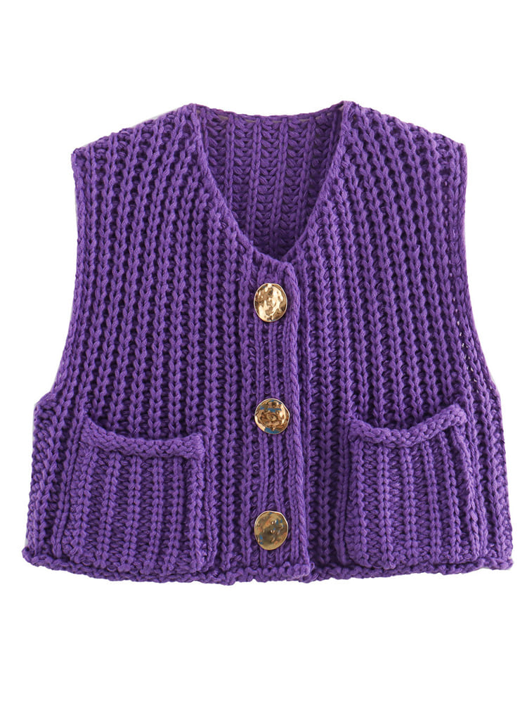 Gilet sans manches court en maille