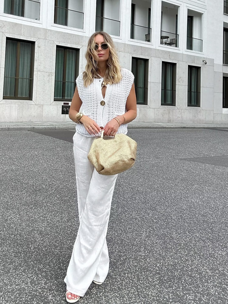 Gilet sans manches court en maille