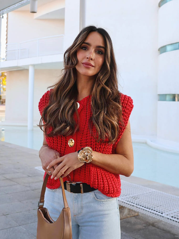 Gilet sans manches court en maille