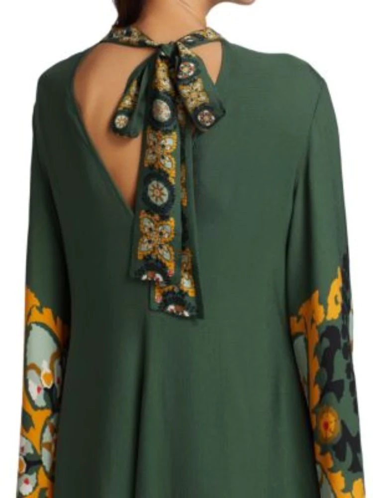 Robe maxi imprimée vert foncé