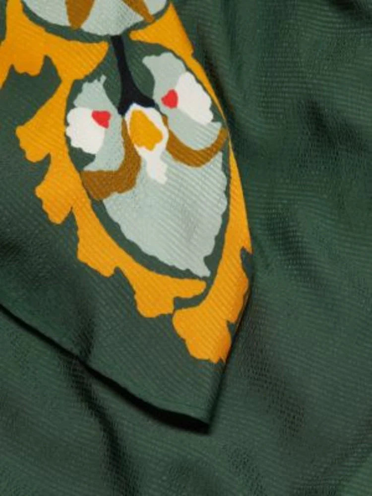 Robe maxi imprimée vert foncé