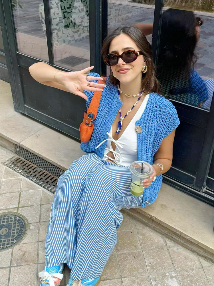 Gilet sans manches court en maille