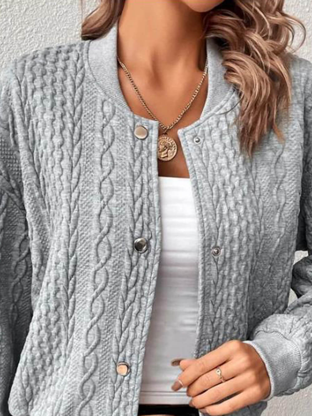 Veste de baseball ample en jacquard à haut haut