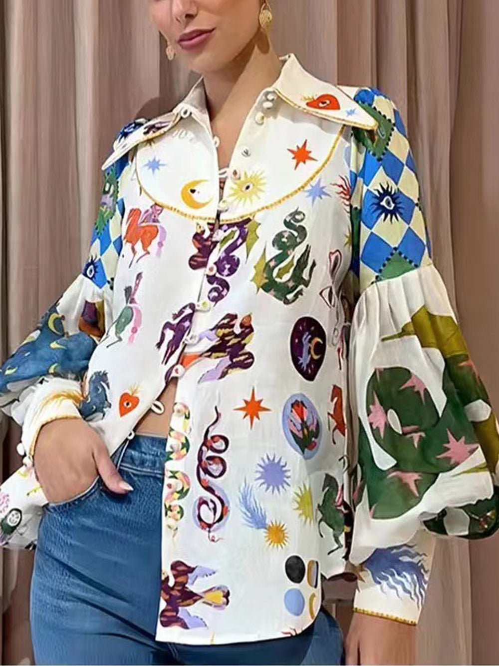 Chemise élégante à manches ballon