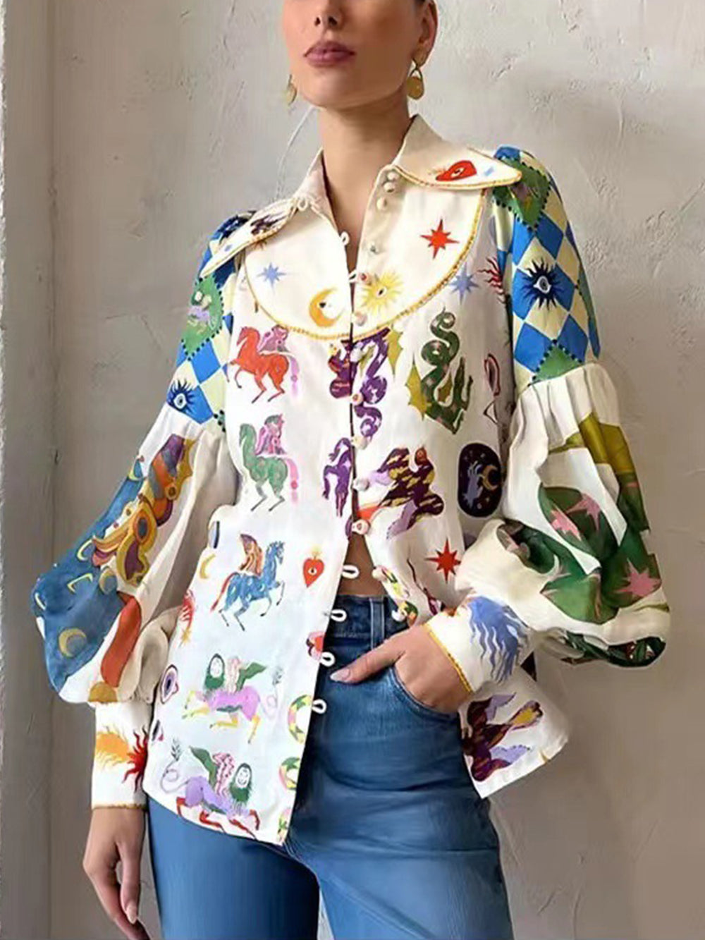 Chemise élégante à manches ballon