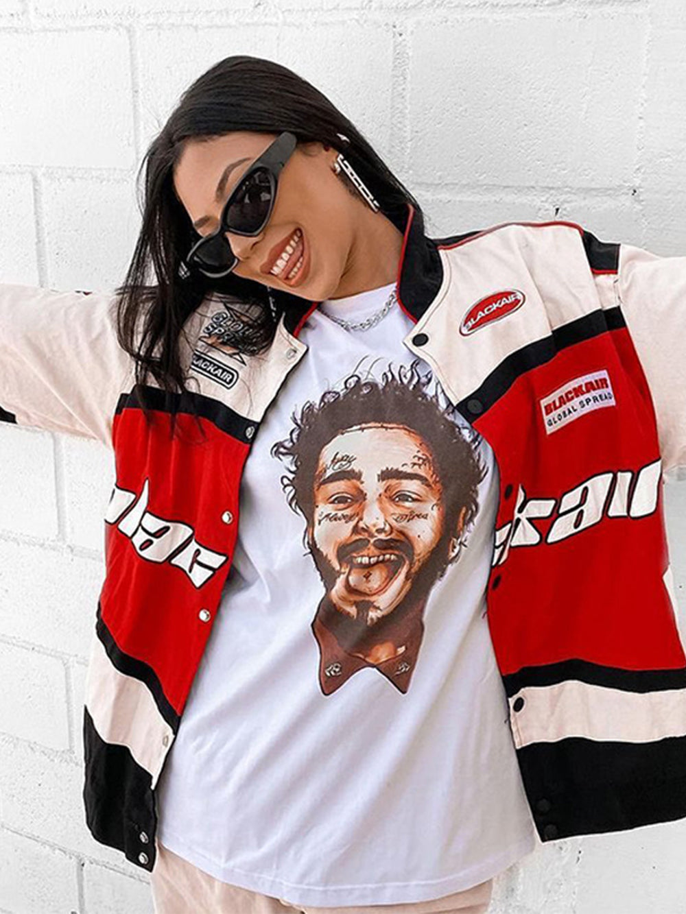 veste de motard décontractée à manches longues