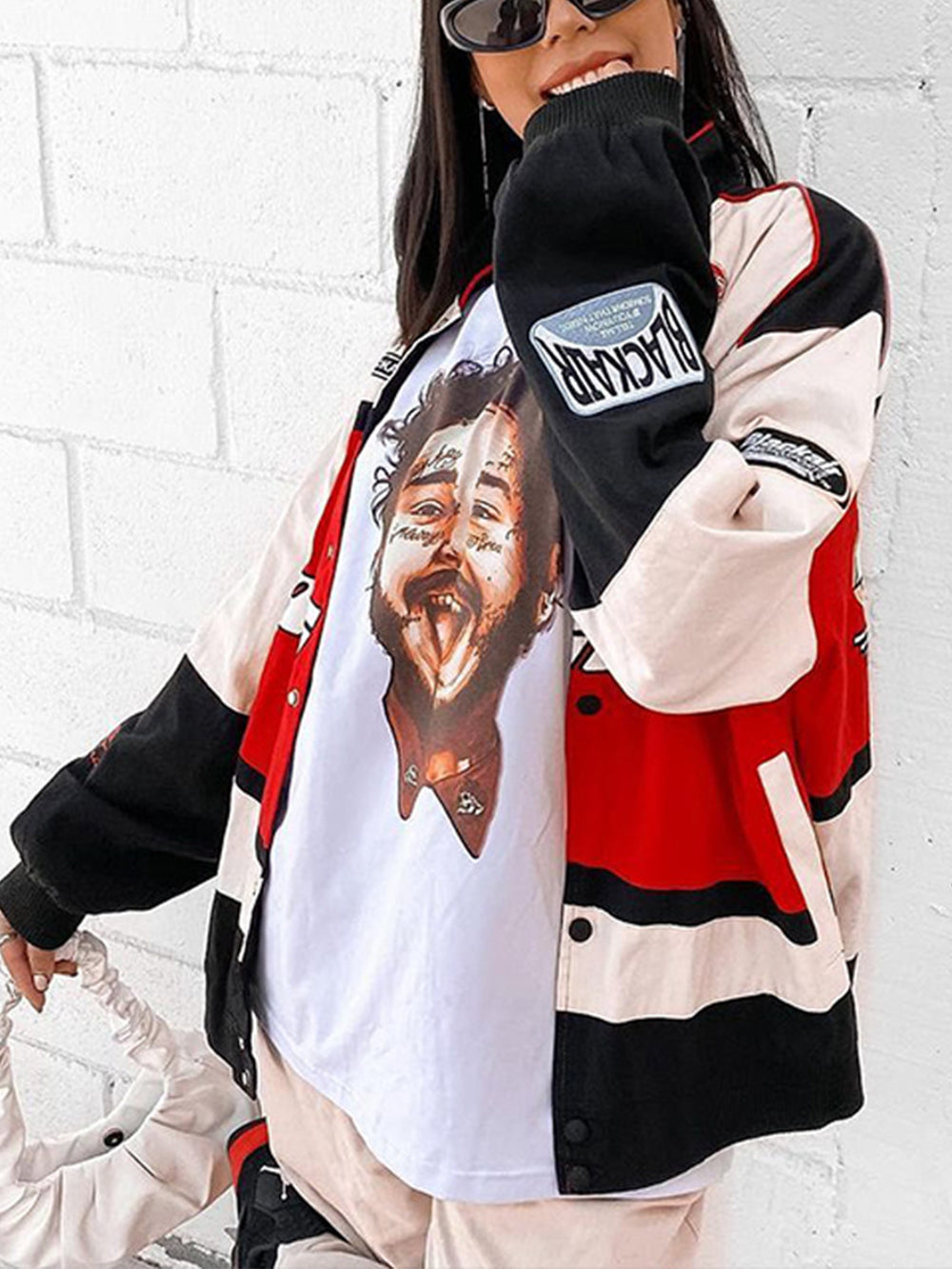 veste de motard décontractée à manches longues