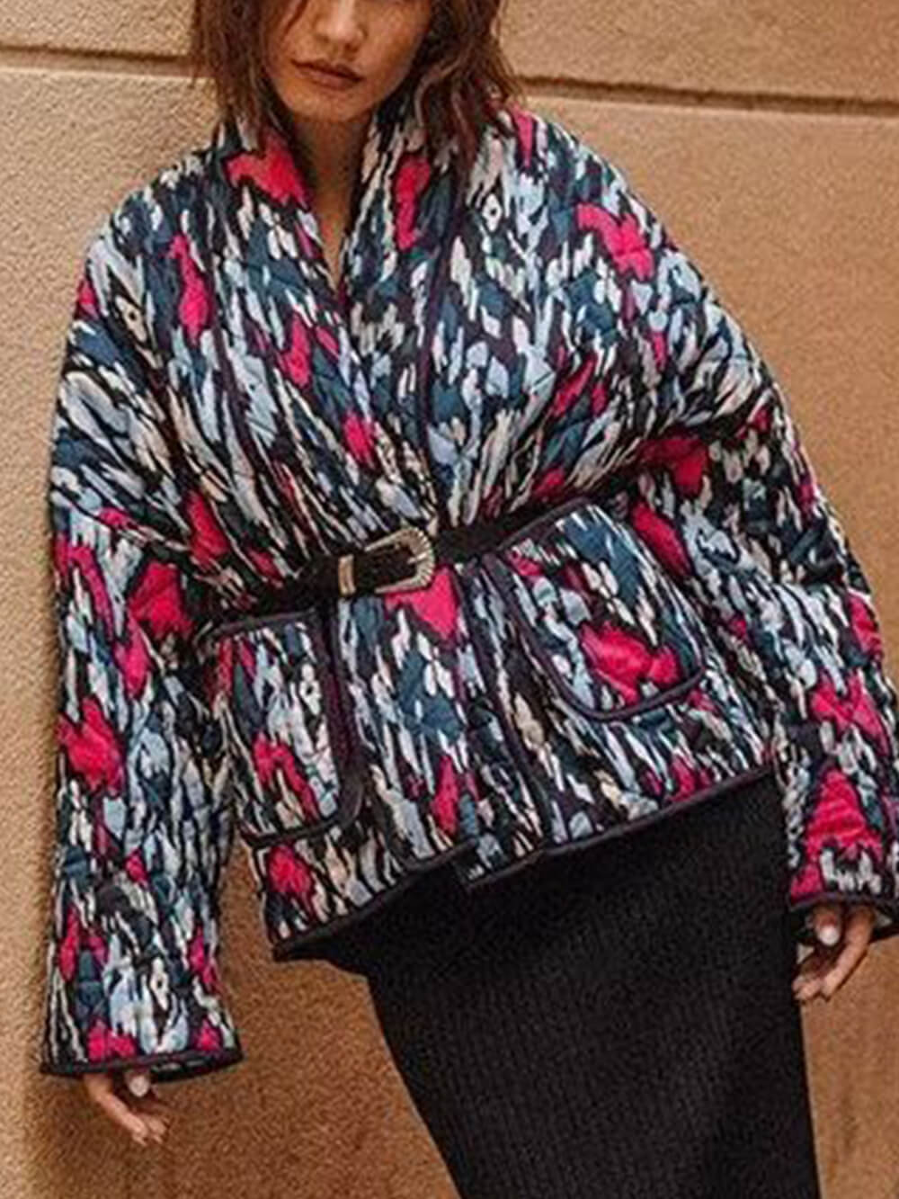 Gilet en coton avec fines poches imprimées