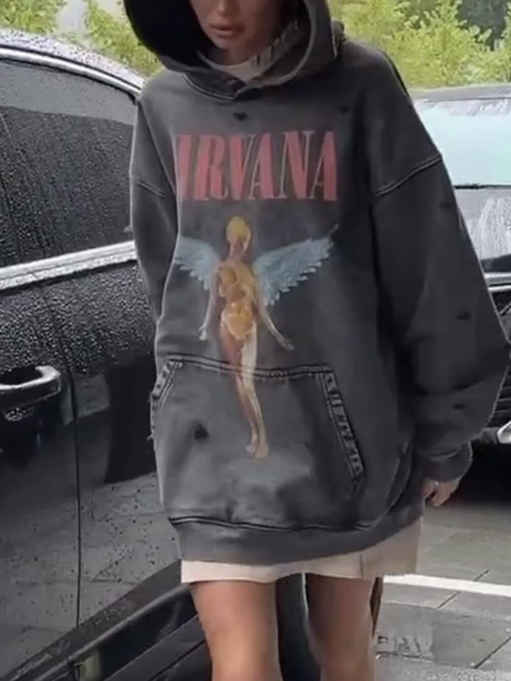 Sweat à capuche style rétro décontracté et paresseux