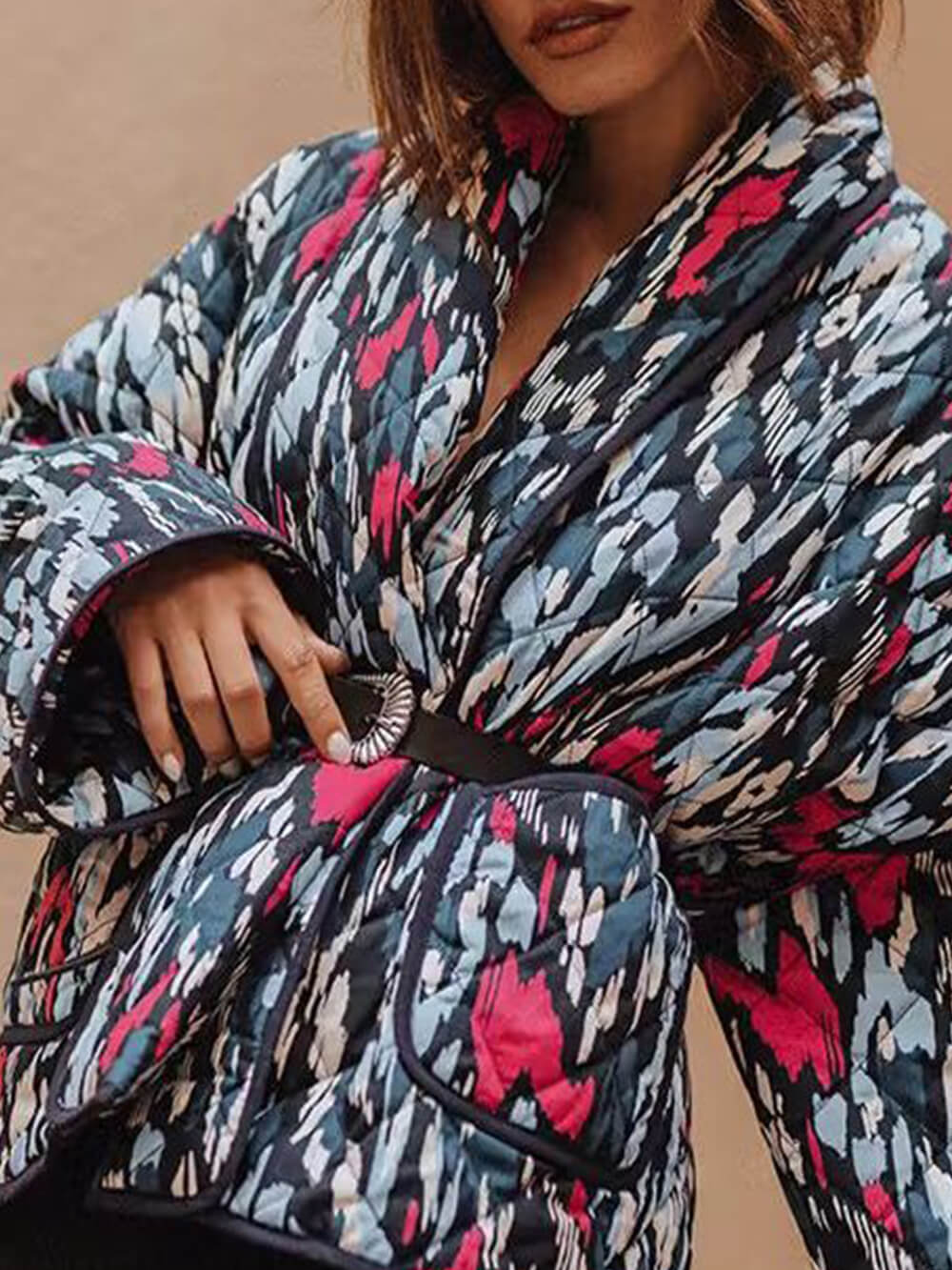 Gilet en coton avec fines poches imprimées