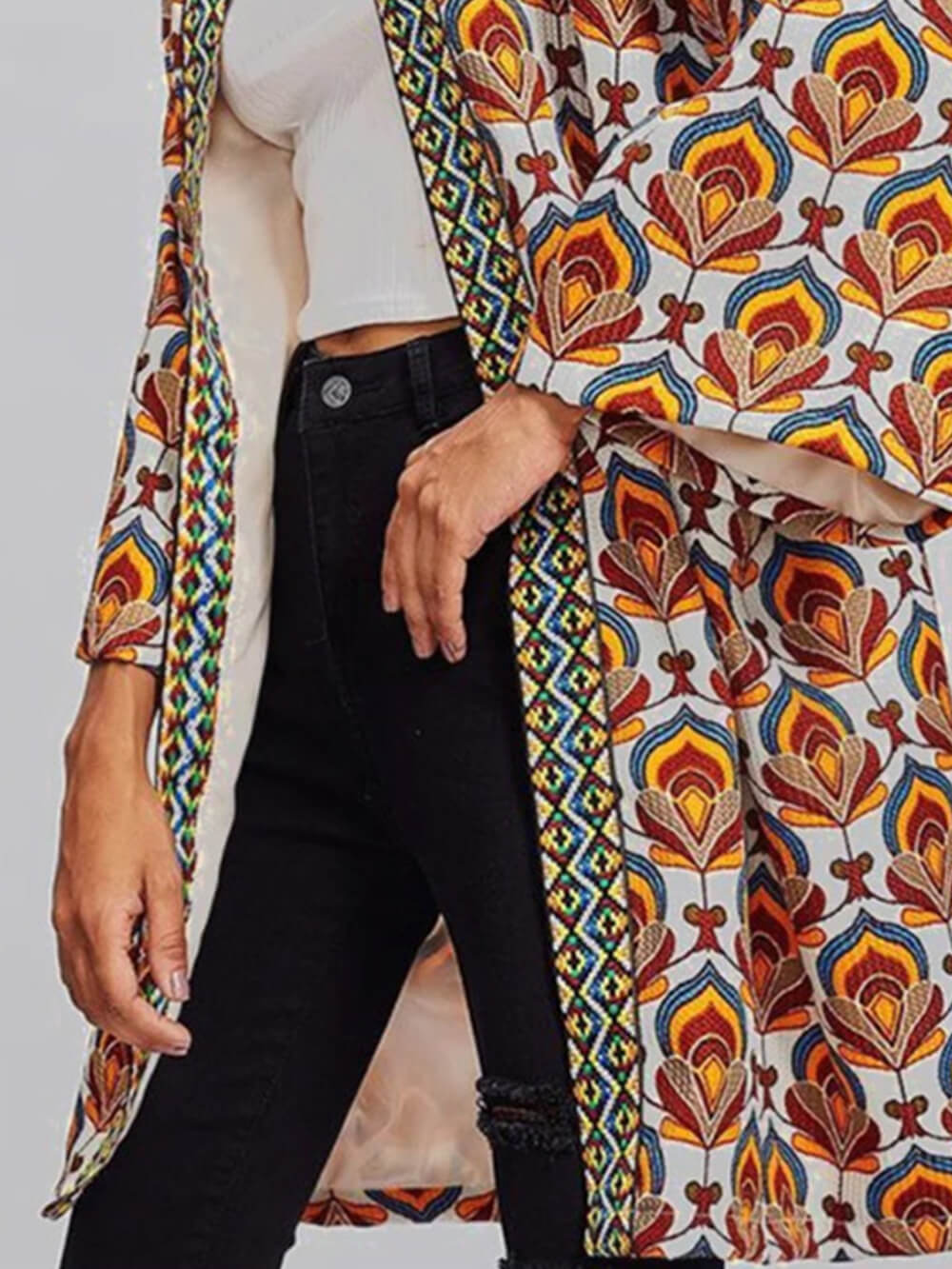 Manteau ample imprimé de qualité supérieure