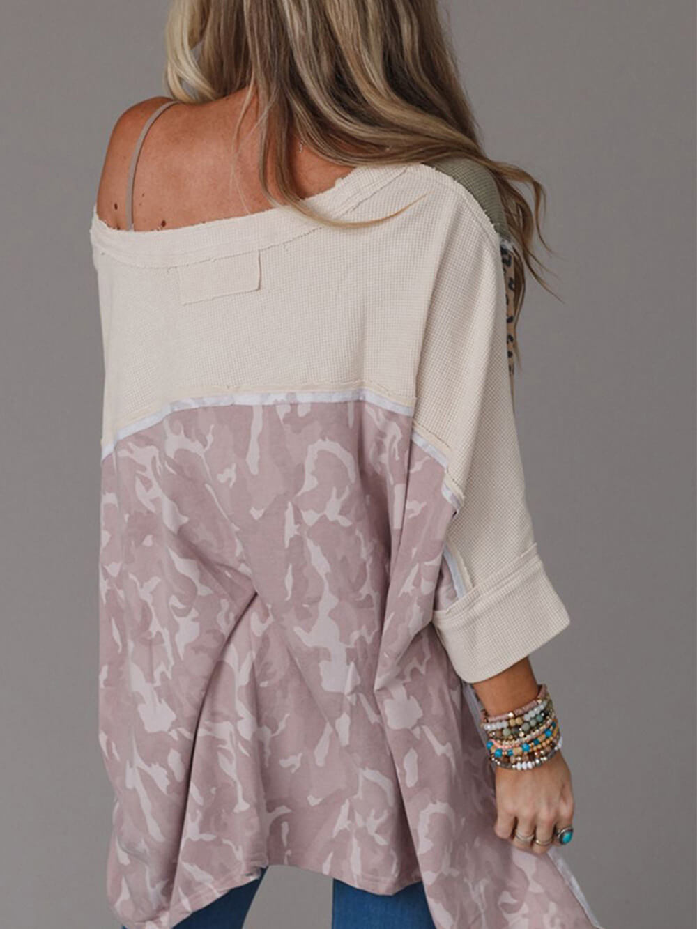 Sweat-shirt décontracté à imprimé léopard patchwork