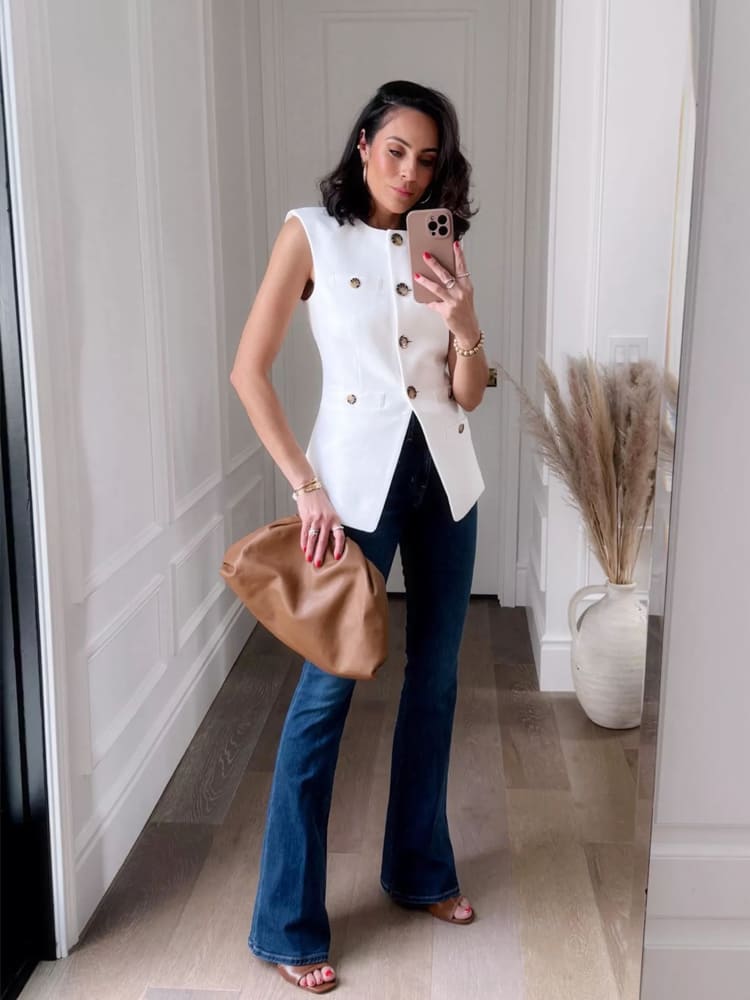 Veste sans manches unie décontractée