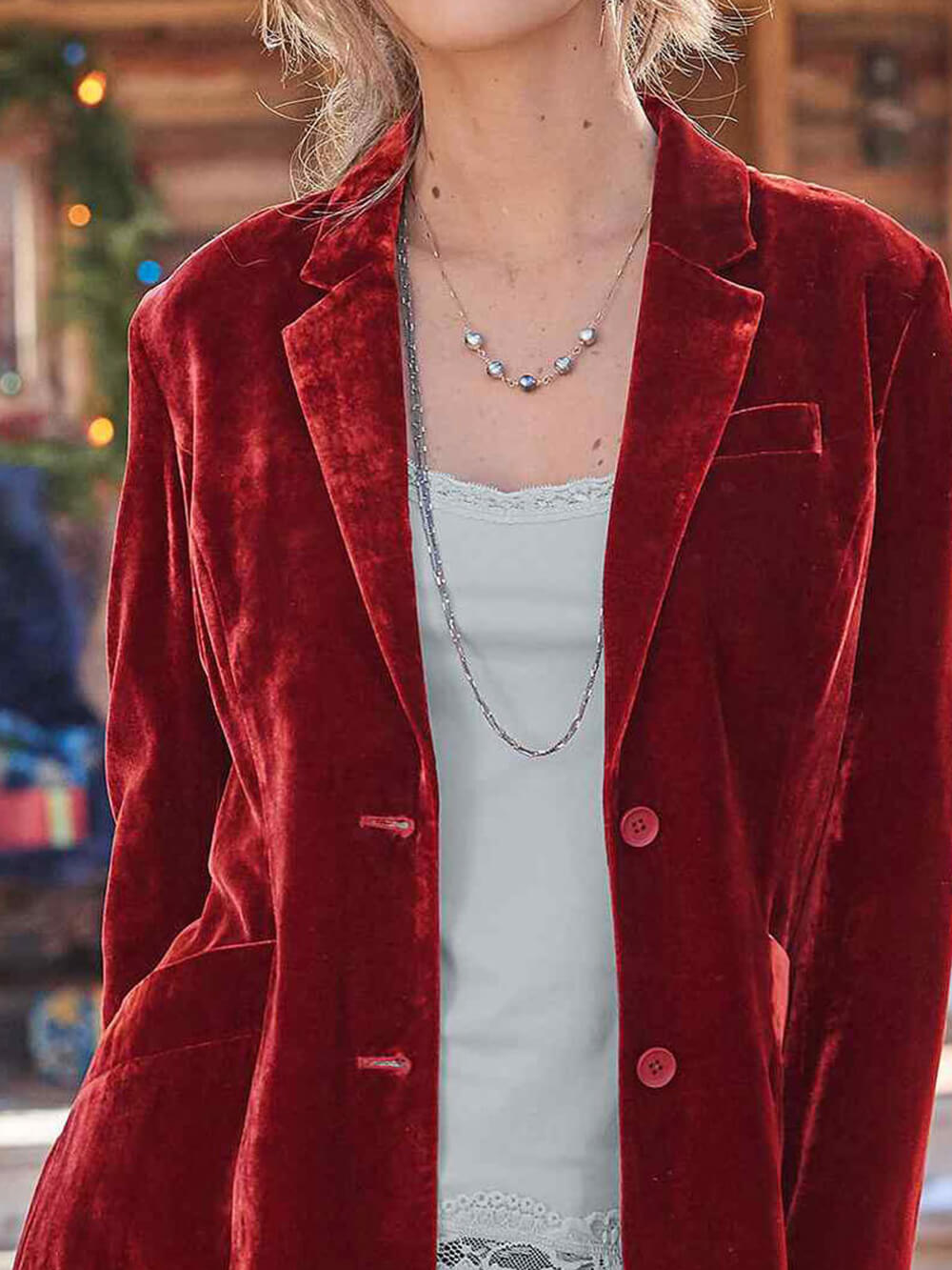 Veste de costume décontractée en velours uni couleur tendance