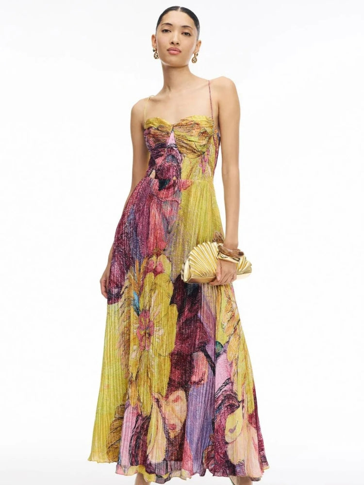 Robe longue Kiara à imprimé ikat multicolore