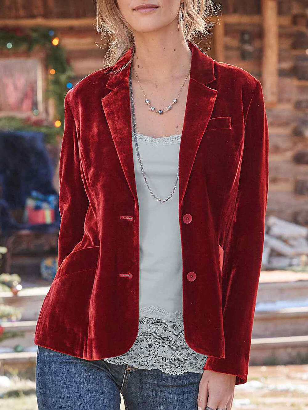 Veste de costume décontractée en velours uni couleur tendance