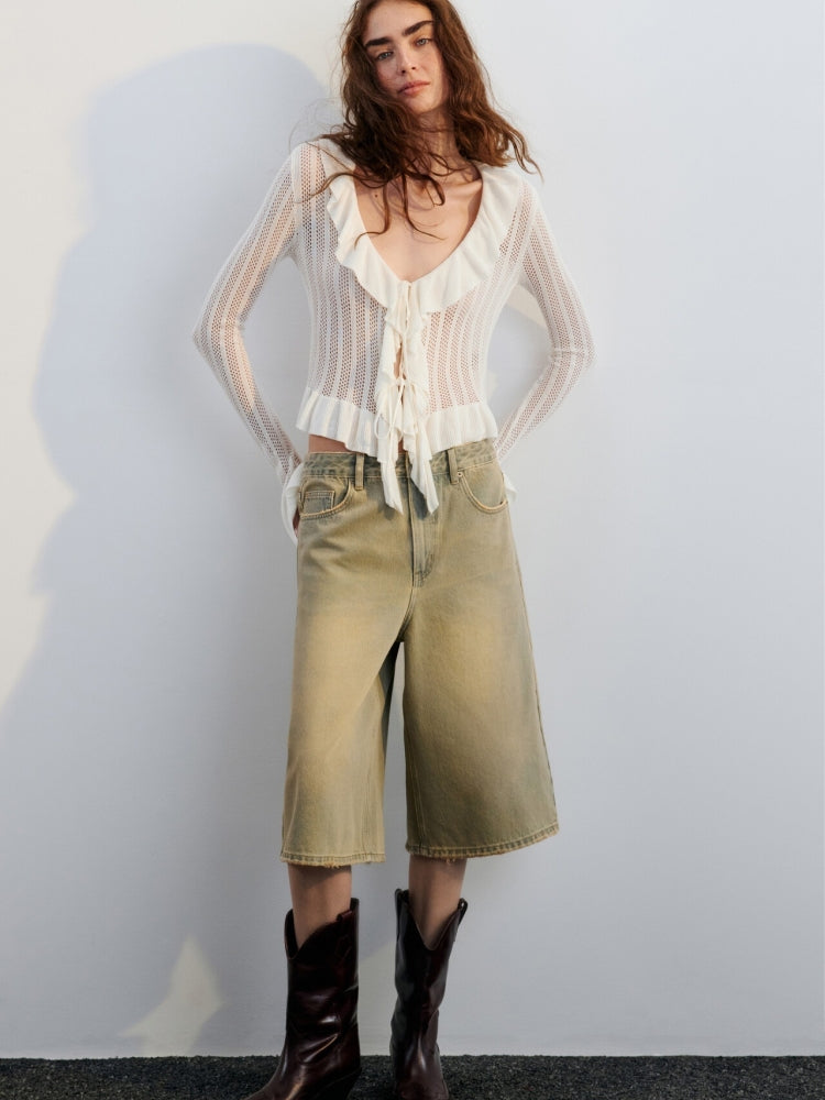 Gilet à col V et manches cloche