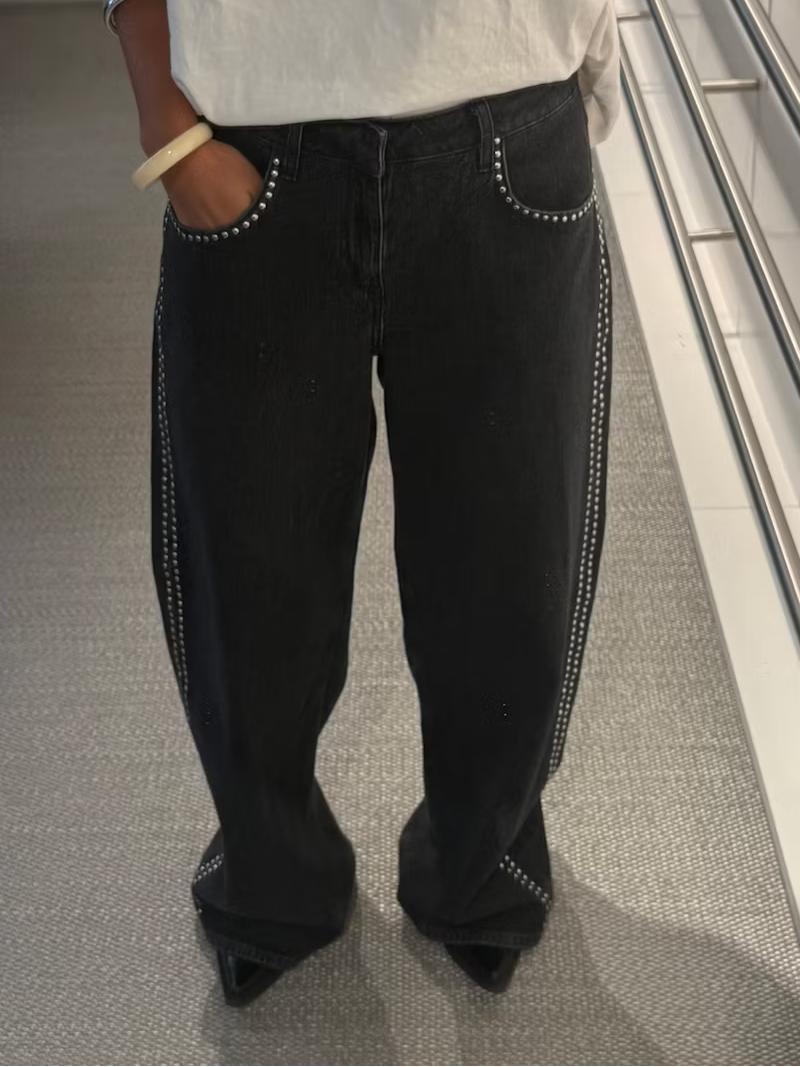 Jean Abbie à taille mi-haute large