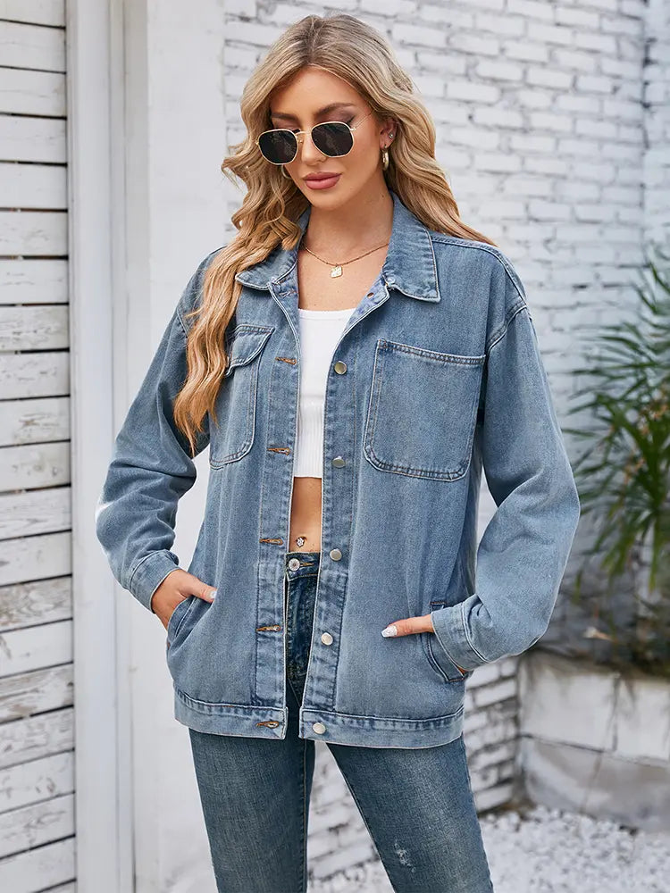 Style de veste en jean délavé rétro