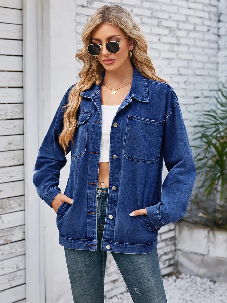 Style de veste en jean délavé rétro