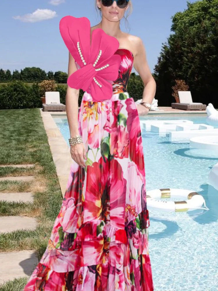 Ensemble de maillot de bain imprimé orné de perles