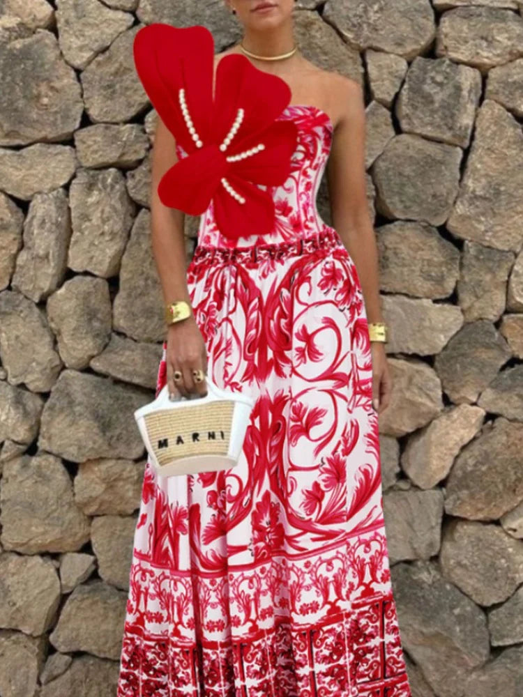 Ensemble de maillot de bain imprimé orné de perles