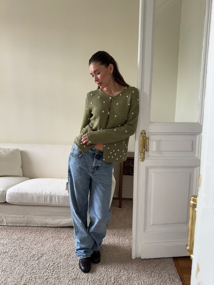 Gilet en maille 3D à motif floral