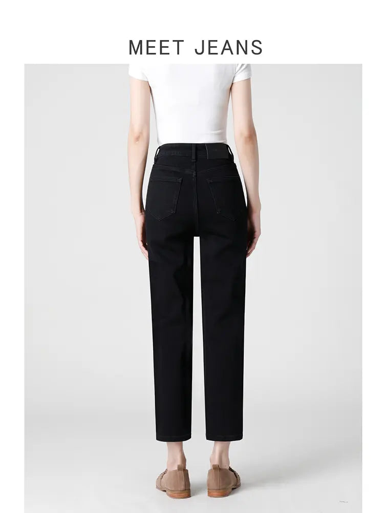 Jean cigarette noir taille haute