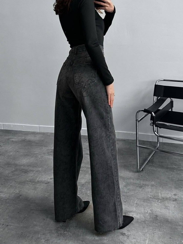 Jean imprimé à jambes droites