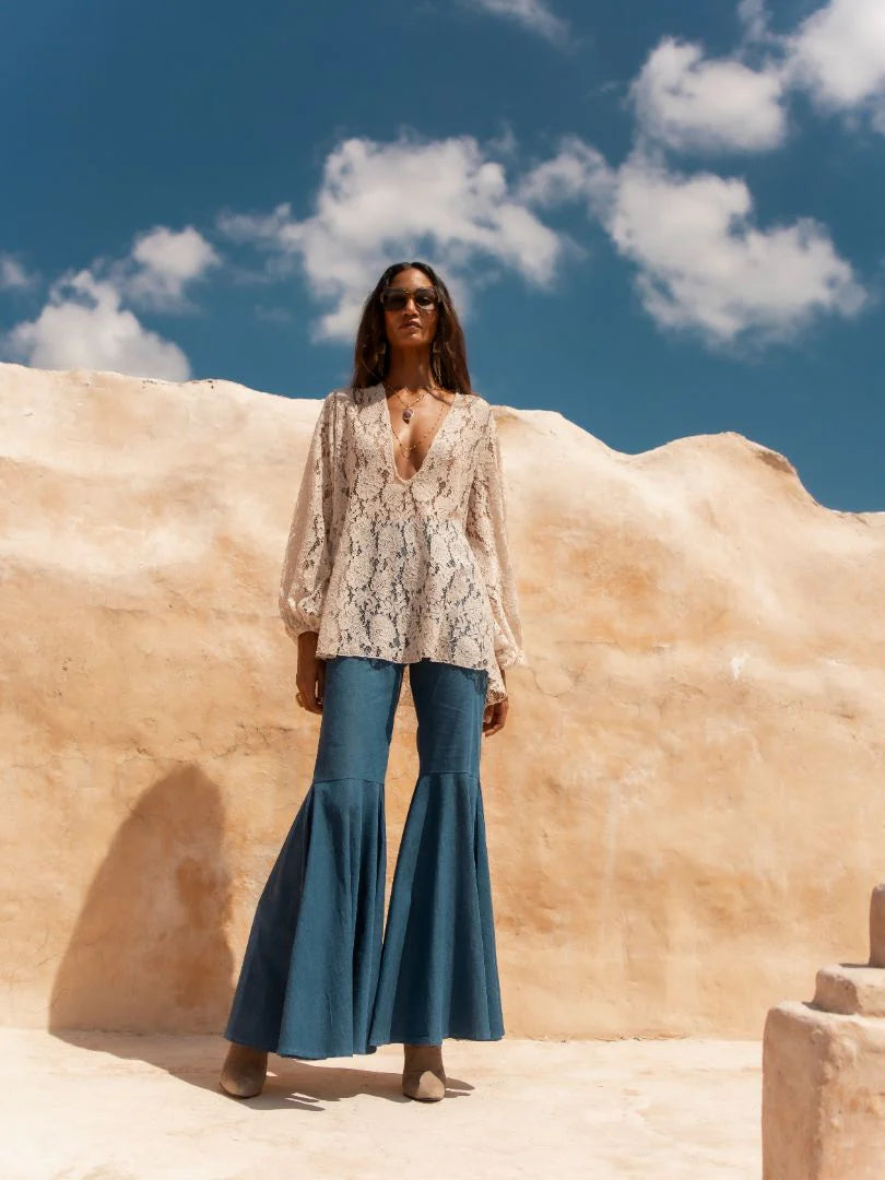 Jean rétro évasé taille haute 