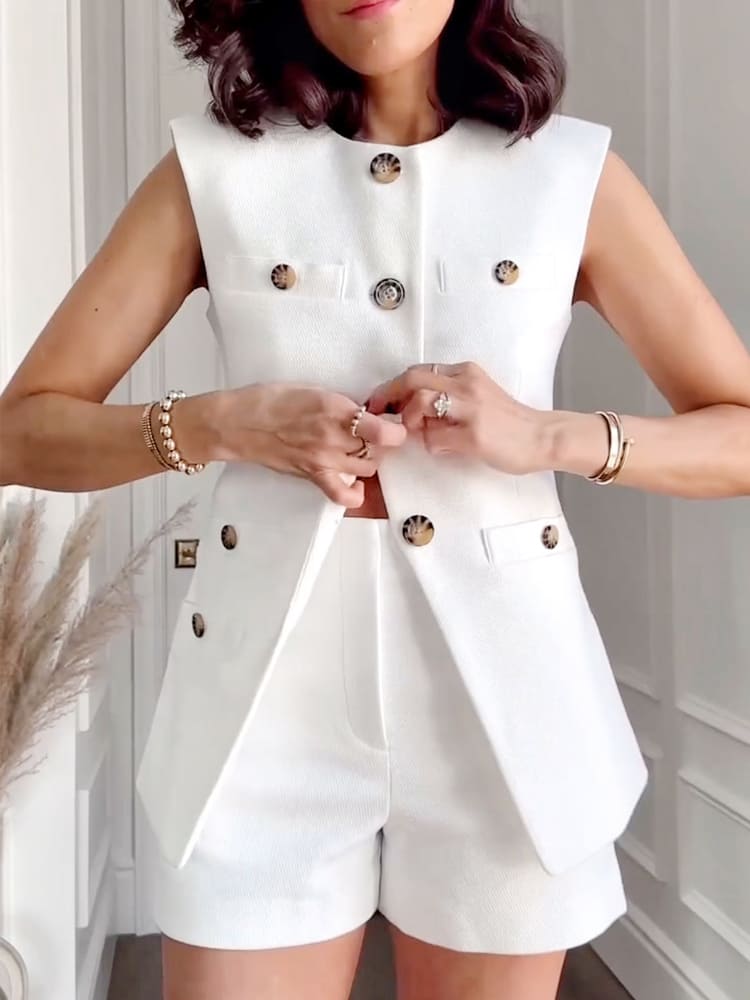 Veste sans manches unie décontractée