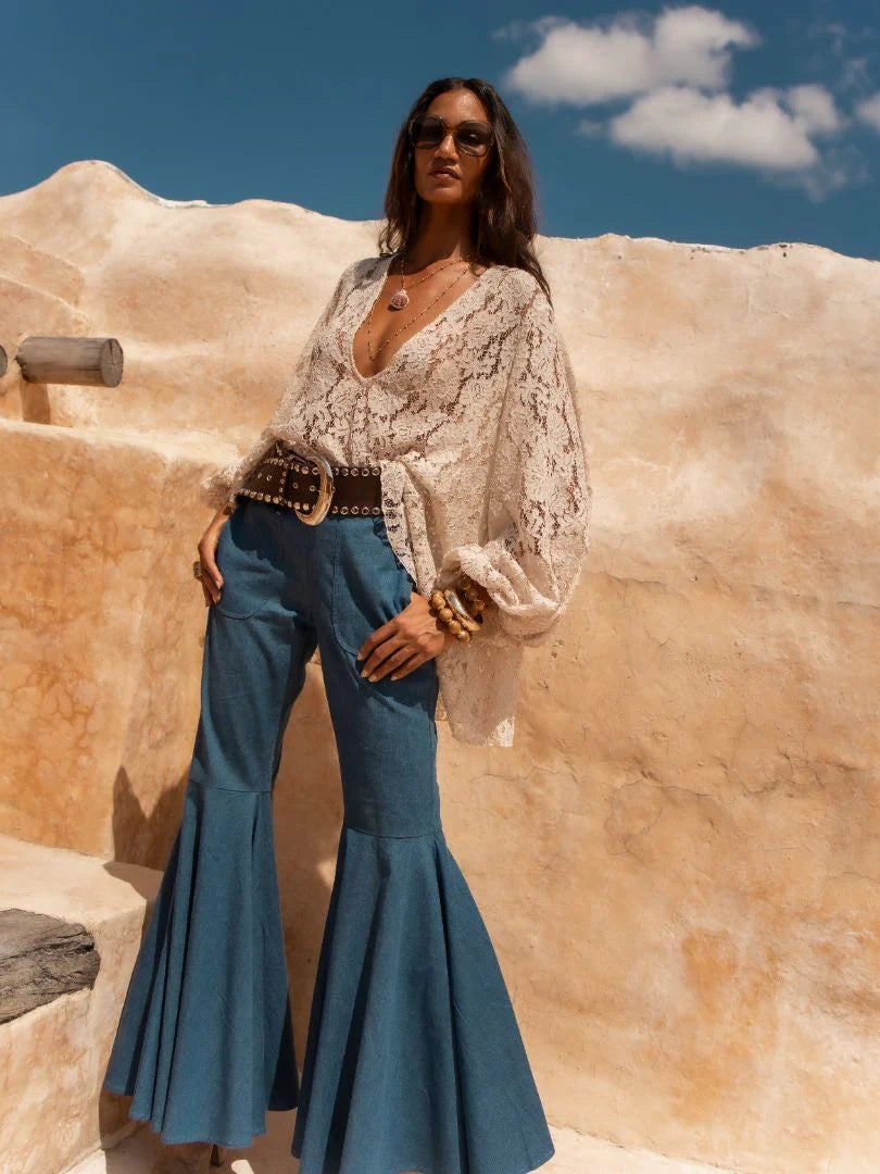 Jean rétro évasé taille haute 