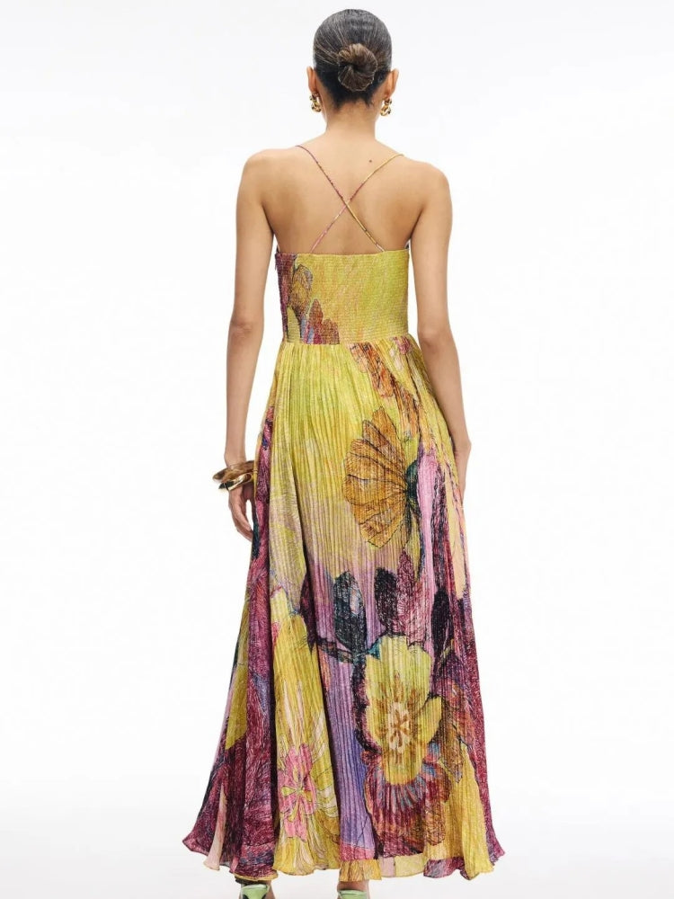 Robe longue Kiara à imprimé ikat multicolore