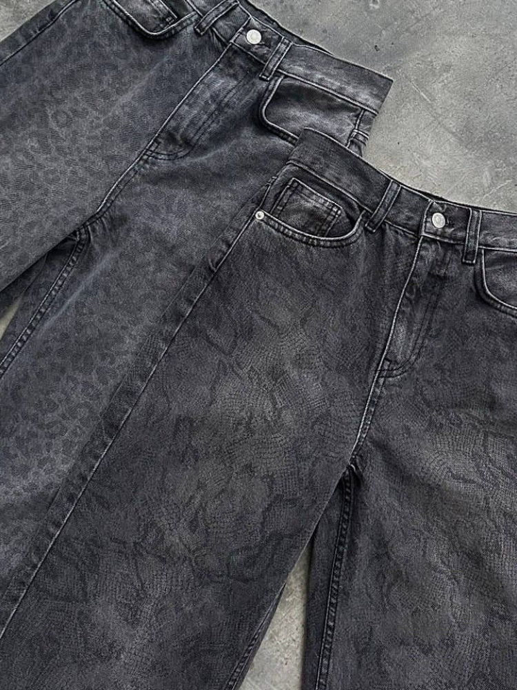 Jean imprimé à jambes droites