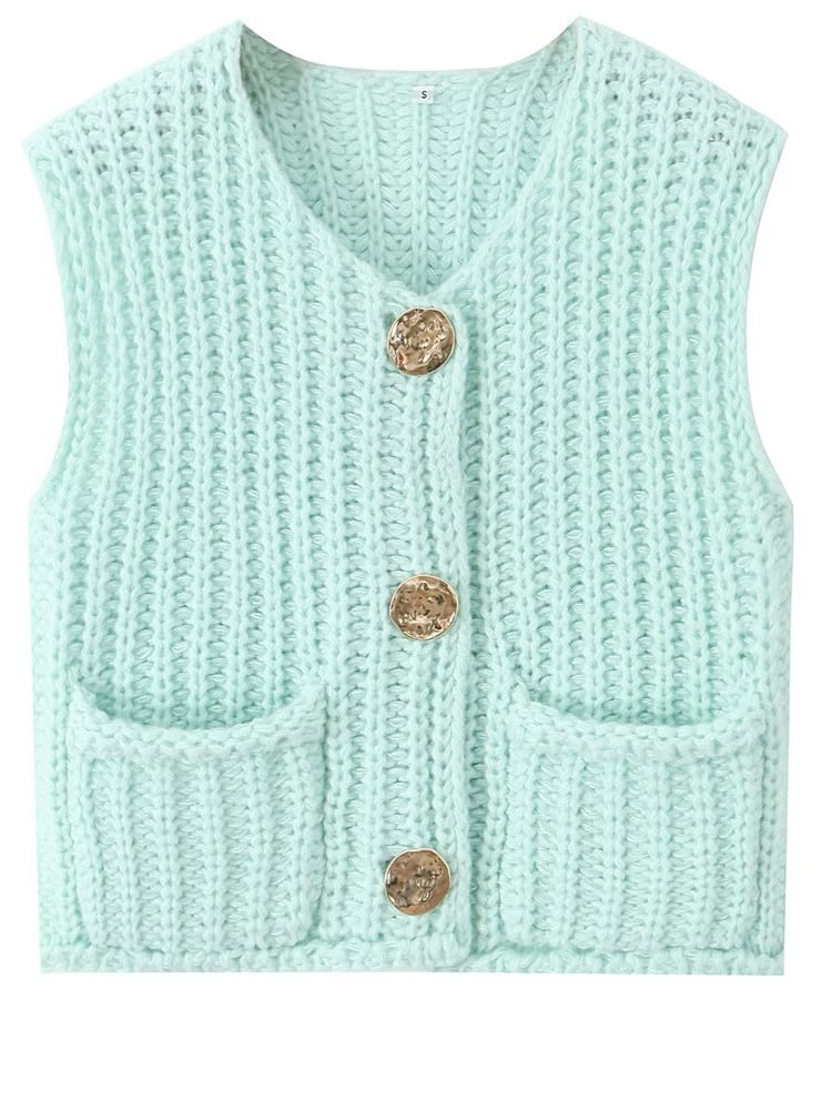 Gilet sans manches court en maille