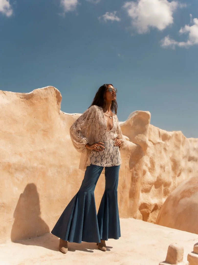 Jean rétro évasé taille haute 