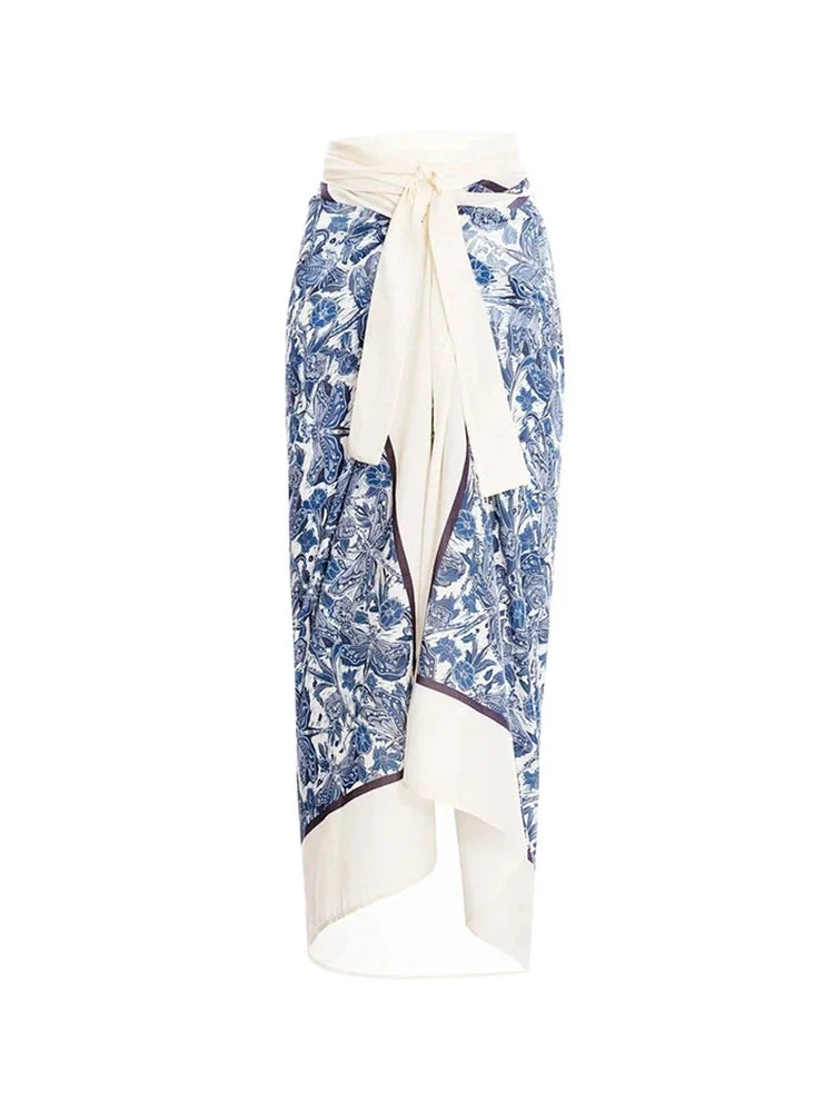 Ensemble bikini à volants imprimé libellule bleue