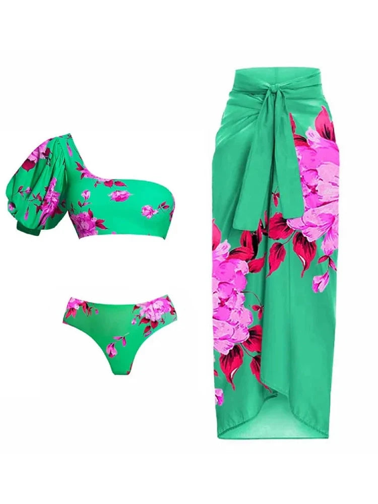 Ensemble bikini imprimé asymétrique