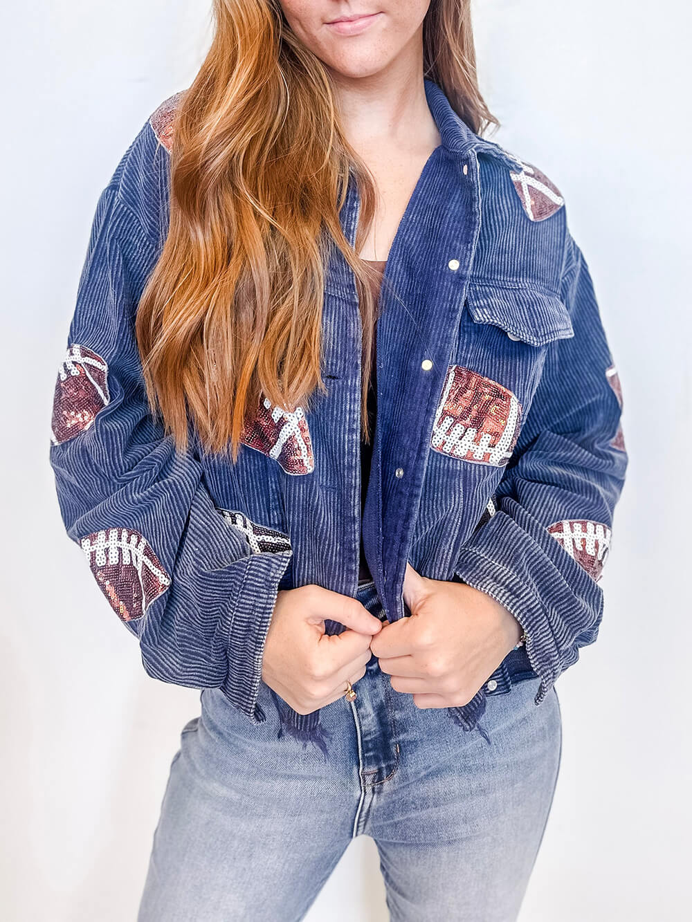 Veste à sequins à simple boutonnage pour les jours de match de rugby