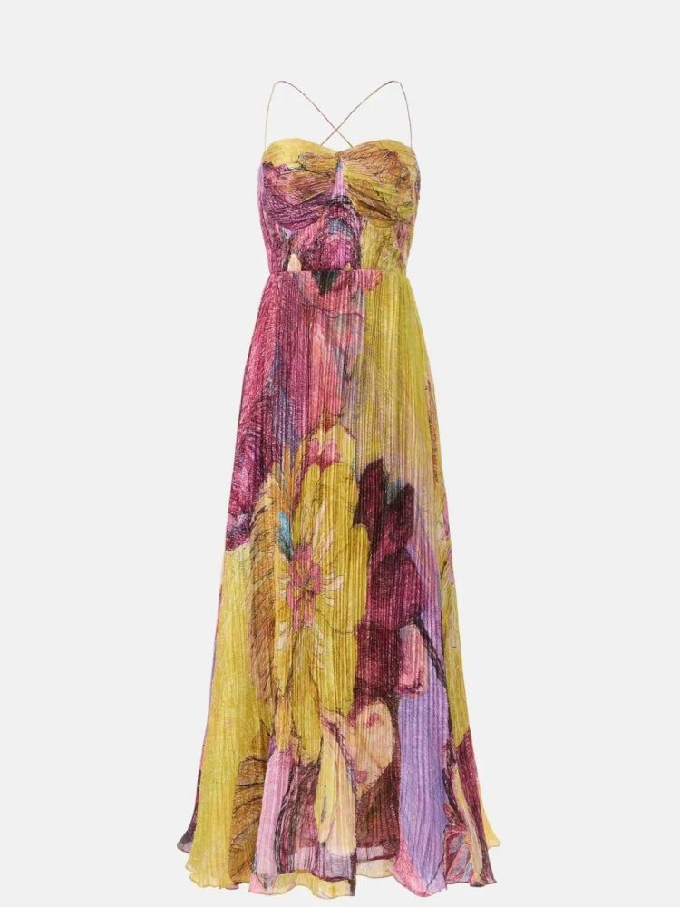 Robe longue Kiara à imprimé ikat multicolore