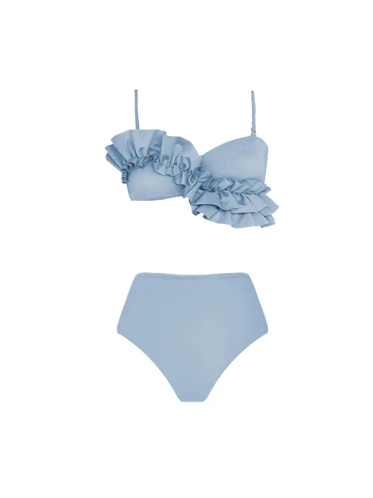 Ensemble bikini uni à volants français