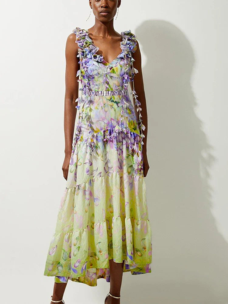 Maillot de bain féérique à nouer et appliqués floraux