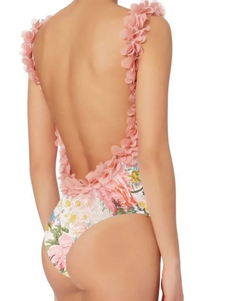 Maillot de bain bikini sexy une pièce à appliqués