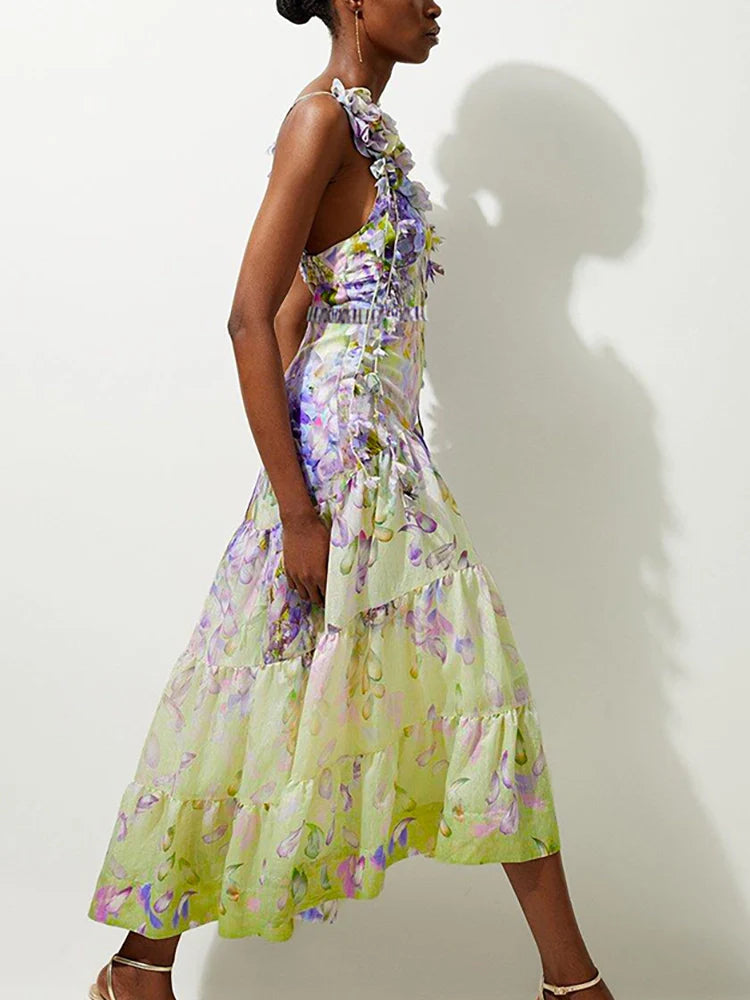 Maillot de bain féérique à nouer et appliqués floraux